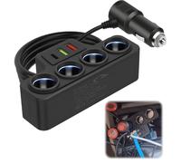120w Car Cigarette Lighter Multi Socket, 12v/24v 7-in-1 Cigarette Lighter Splitter with 4 Power Sockets, 3 USB Ports (Qc3.0/Usb3.1/Pd3.1) Multi Cigarette Adapter for Phones iPad Laptop Gps