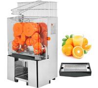 120W Commercial Orange Juicer Machine, Heavy Duty Stainless Steel Orange Squeezer for 20 Oranges Per Minute, Pull-Out Filter Box, 2 Peel Collecting Buckets, 80% Juice Yield