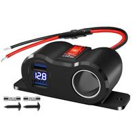 120W Dual QC3.0 Outlet Cigarette Lighter Socket Splitter with LED Voltmeter/Rocker, 12V Car Charger Power Adapter Replacement Plug Female for RV Marine Boat Motorcycle Truck ATV UTV Van (3*10A Fuse)