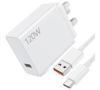 120W Fast Charger Plug for Xiaomi, 6A/1M Turbo Charging Cable