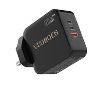 120W GaN USB C Charger Plug UK, 3-Port Fast Wall Charger (2 USB-C + USB-A), PD 3.0 PPS Multiport Charger for MacBook Pro/Air, Pixelbook, ThinkPad, XPS, iPad Pro, iPhone 16/15, Galaxy