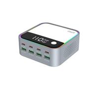 120W Multi-Port GaN Desktop Charger, 8 Charger USB Hub 4 USB C 4 USB A, fast Charging Station with RGB Light Compatible with MacBook Pro/Air,DELL,iPhone 16 Pro/15,Galaxy S24/S23