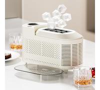 120W Portable Clear Ice Cube Maker - Mini Countertop Ice Machine (8 Cubes in 10-15 Mins, Solid/Hollow Ice Options) with De-Icing Bar for Home & Camping (White)
