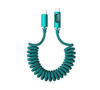 120W Rapidly Charging USB C Cord With Spring Coil Technology Flexible Extension Braided Data Cord For MultiDevice Use