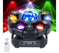 120W RGBW 6-Arm Moving Head Light, DMX512 23-Channel Sound Activated LED DJ Light, Remote Control Stage Beam Lights, 540° Rotating Disco Spotlight for Club Bar Wedding Party UK