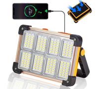 120W Solar Rechargeable Work Light - 10000Lm 144 Led Flood Light, Ip65 Waterproof, 4 Modes For Camping, Fishing & Car Repair