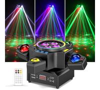 120W Stage Moving Head Light,RGBW Beam/Wash/Red Green Starry Sky Golden Strobe RGB Halo Effect Light,Sound-Active/DMX/Remote Control for Party Club Stage Show (1 Pack)