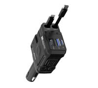 120W USB C Car Charger 4-in-1 Scalable Super Fast Charging Adapter Type-C with Retractable Cable for Phones Socket Black