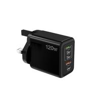 120W USB C Charger, 5-Port PD Fast Charging Adapter with 3 USB Ports, QC3.0 Wall Charger compatible with iPhone, Samsung, Xiaomi Mobile Phones (Black)