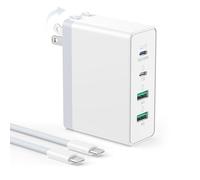 120W USB C Charger Block, Foldable 4-Port GaN USB C Charging Station 100W Laptop Charger Adapter with 100W 6ft USB-C to C Cable for MacBook Pro/Air,DELL,iPad,iPhone 16/5/14 Pro Max,Galaxy,Steam Deck
