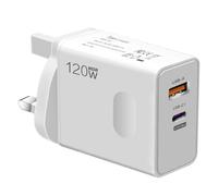 120W USB Plug Fast Charge, 2-Port Multi Charger Plug UK Charging Power Adapter + QC Wall, Type C Charging Plug Hub for iPhone 16 15 14 13 12 Pro Max XS XR SE, Samsung, iPad, AirPods