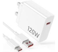 120W USB Plug Turbo Charger for Xiaomi Redmi Note 14 13 12 11 Pro,Hypercharge Fast Charger Plug with 6A Turbo Charging Cable 1M UK Power Adapter for Xiaomi 14T Pro 15 Ultra POCO F7 Ultra X7 Pro C75