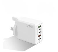 120W USB Type C Charger, Fast Charge, 5 Ports Charging Adapter, 2 USB, 3 Type-C, Travel Adapter, Compatible with All iPhones, Samsung and other android devices (White)