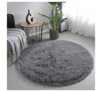 (120x120 cm (4ft x 4ft)- Circle Round Rug/ Carpet, Grey Rugs) Extra Large Shaggy Rugs Living Room Rug Carpet Mat