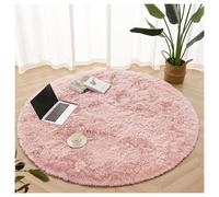 (120x120 cm (4ft x 4ft)- Circle Round Rug/Carpet) Pink Rugs Floor Area Carpet Living Room Shaggy Rug
