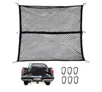 120x120cm Double Layer Elastic Cargo Net - Stretches to 210x210cm for Truck, Motorhome, Van, Pickup, Pickup Truck Bed Cargo Net Mesh Organizer with 6 Hooks