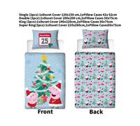 (120x150cm) Pig Peppa Christmas Festive Print Duvet Cover Pillowcase Bedding Cartoon Set