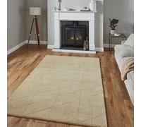 (120x170cm) Modern Kasbah KB2025 Geometric Wool Rugs in Beige Soft Hand Made Mats