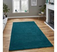 (120x170cm) Modern Kasbah KB2025 Geometric Wool Rugs in Jewel Green Soft Hand Made Mats