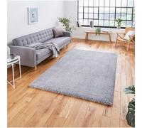 Think Rugs Sierra Grey Rectangle 120 x 170cm Polypropylene Plain Shaggy 9000, Grey