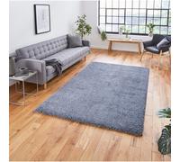 Think Rugs Sierra Slate Grey Rectangle 120 x 170cm Polypropylene Plain Shaggy 9000, Grey