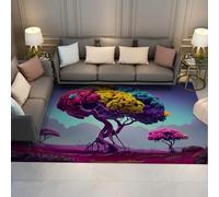 120x180cm Area Rug Neon Psychedelic Rainbow Trees and Dreamlike Sky Rugs