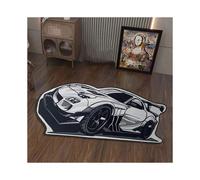 (120X180cm47.2X70.8in) White Sports Car Pattern Polyester Decorative Carpet Ins Style Anti-Slip Bottom And Unique Shape Detail Home Decoration