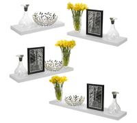 Urbn-Living 2 x 120cm White Wooden Floating Wall Mount Shelves Display Unit