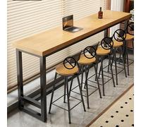 120x40cm High Top Narrow Bar Table Pub Style Counter Height Dining Table with Steel Frame Ideal for Kitchen Coffee Shop Living Room & Small Spaces Wood Finish