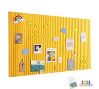 120x90cm Large Self-Adhesive Felt Noticeboard, Felt Board Memo Boards with 60 Push Pins Bulletin Board Wall Decoration for Office Kitchen, Photos Memos, Orange Yellow