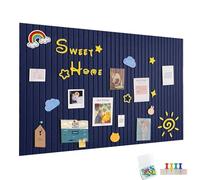 120x90cm Large Self-Adhesive Felt Noticeboard, Felt Board Memo Boards with 60 Push Pins Bulletin Board Wall Decoration for Office Kitchen, Photos Memos, Dark Blue