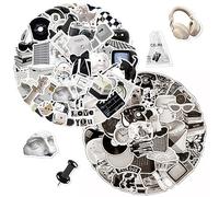 121 Black and White Stickers, Retro Stickers, Fashion Cool Sticker Set, Graffiti Waterproof Decals, Small Stickers for Teens, for Laptop, Luggage, Guitar, Scrapbooking