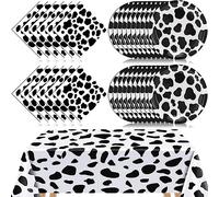 121 Pcs Cow Print Birthday Party Supplies,60 Cow Print Plates And 60 Cow Print Napkins 1 Cow Print Tablecloth,Farm Animal Barn Party Supplies Set for Cow Farm Theme Birthday Party Decorations