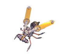 121PCS 3D DIY Metal Steampunk Insect Mechanical Fly A Assembled Model, High Precision Metal Parts, Golden Wings & Metallic Fuselage, Creative Desktop Ornament, Handmade Decoration for Home Office