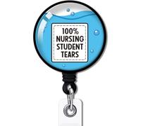 121YAZMEEN Funny Future Nurse Badge Reel Gift - 100% Nursing Student Tears - Retractable Badge Holder with Clip - Gift for Nursing School Student Graduate Medical Coworker
