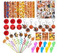 122 Pcs Basketball Party Favour Set with Slap Bracelets Whistles Mini Vehicles Stickers and Gift Bags for Sports-Themed Event Decorations and Celebration Giveaways