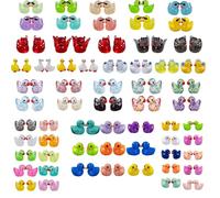 122 PCS Mini Resin Ducks,Colorful Multiple Styles Tiny Duck,Little Small Cute Duck Decoration Pattern, Sunglasses, Shiny, Proud, Angel, Demon Ducks Doll House Landscape Decoration DIY