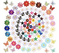 122 PCS Random Assorted Flowers Bees Butterfly Daisy Iron On Patches Cute Flower Applique Sew on Embroidered Patches for Backpacks Pants Hat Bags Jeans Dress Jackets Vests Coat Uniforms Clothes