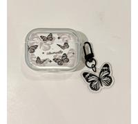 (1224-transparent, For airpodsPro) Dark Black Butterfly For Apple AirPods 1 2 Pro Bluetooth Headphone Cover 3rd Generation Silicone Soft Cover Protective Case