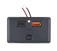 1224V Car Charger Socket with Dual USB PD and For QC3 0 Output for Boat RV Motorcycle Fast Charge with LED Power Indicator and Built in Safety Chip (Red)