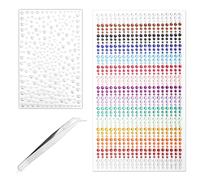 1225pcs Face Jewels for Women, Face Glitter Gem Stick On with Pure White Pearl Sticker Self-Adhesive Rhinestones Gemstone Face Patch for Hair Eye Make Up Nail Body Festivals Accessories