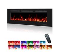 122cm Electric Fireplace Insert, Wall Mounted Fireplace Heater, 13 * 13 Flame Effects, Realistic Logs Ember Bed, Adjustable Thermostat & Timer, 1500W, Black(48")