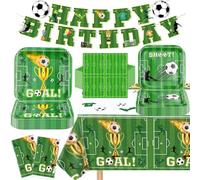123 Pack Football Party Supplies Sports Theme Birthday Decorations Football Party Plates，Napkins，Banner, Tablecloth Set Football Theme Set for Boys Sports Theme Birthday Decorations Serves 40 Guests