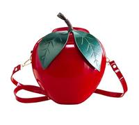 123Arts Apple Shape Shoulder Bag Leather Wallet Handbag Purse, Large-red