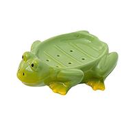 123Arts Ceramic Soap Dish Frog Shape Drain Soap Box Soap Holder