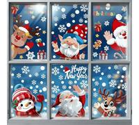 123Pcs Christmas Window Stickers for Glass, 6 Sheets Removable Static Clings Merry Xmas Window Sticker, Christmas Decorations Decal for Indoor Home Office School Glass Window Decor