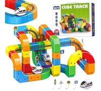 123PCS Electric Train Set,Magic Rail Cube Train Track Toys for Boys & Girls
