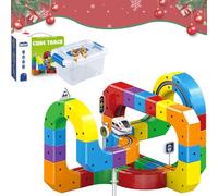 123PCS Magnetic Train Track, Magic Rail Cube Train Set, With Electric Train, Gravity-Defying Motorized Car & Rail Cube Building Toy, Boys and Girls Ages 3-8 (StyleA(81pcs))