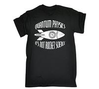 123t Slogans Men's QUANTUM PHYSICS IT'S NOT ROCKET SCIENCE (L - BLACK) LOOSE FIT T-SHIRT