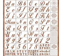 124 Alphabet Numbers & Mandala Stencils Small & Large 2 & 4 Inches Upper Lowercase Arts Crafts Letters Stencil Reusable Template for Calligraphy DIY Painting Wood Wall Fabric Rock Bullet Journal Kit
